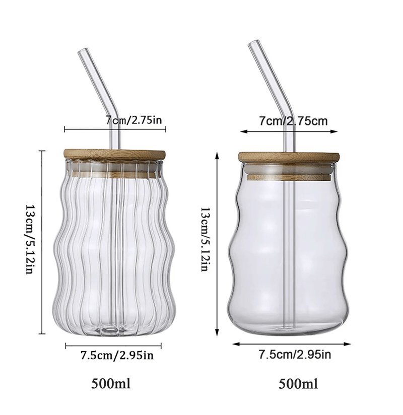 530ml Heat-Resistant Glass Tumbler with Stripe Design