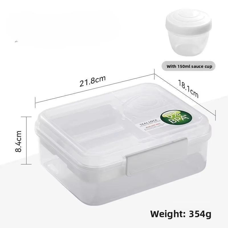 54.10 fl oz Double Yogurt Compartment Bento Lunch Box Leakproof Microwave Food Container