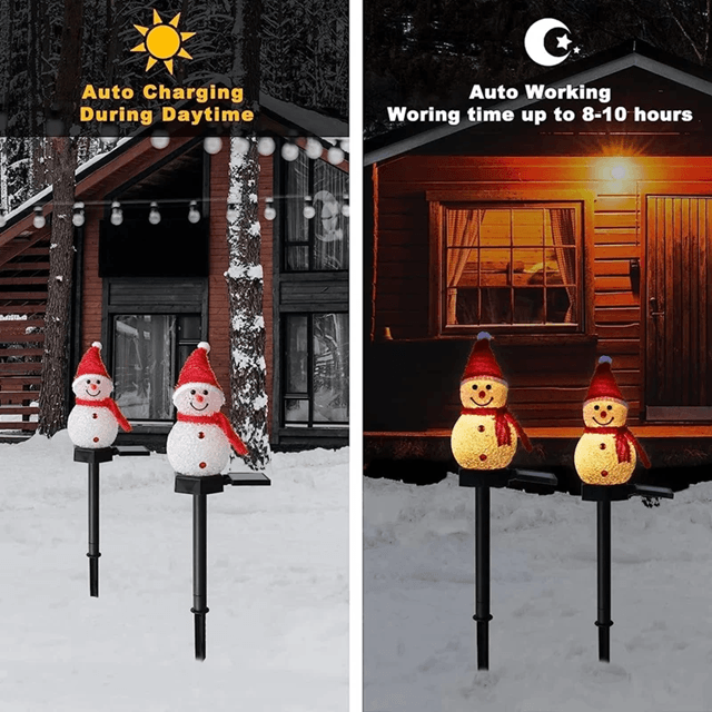 SolarFest Snowman Pathway Stake Lights (Solar Powered Christmas Outdoor Lawn & Patio Decoration)