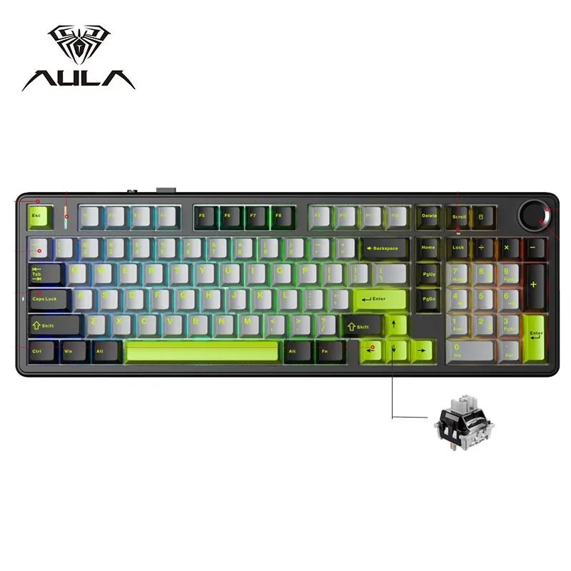 AULA F99PRO Wireless Mechanical Gaming Keyboard with Knob and Hot Swappable Gasket Mount