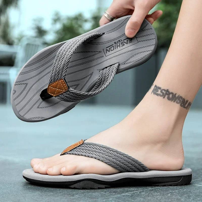 Summer Men's Flip Flops, Casual Beach Shoes, Large Size Sandals, Leisure Anti-Slip Beachwear for Men