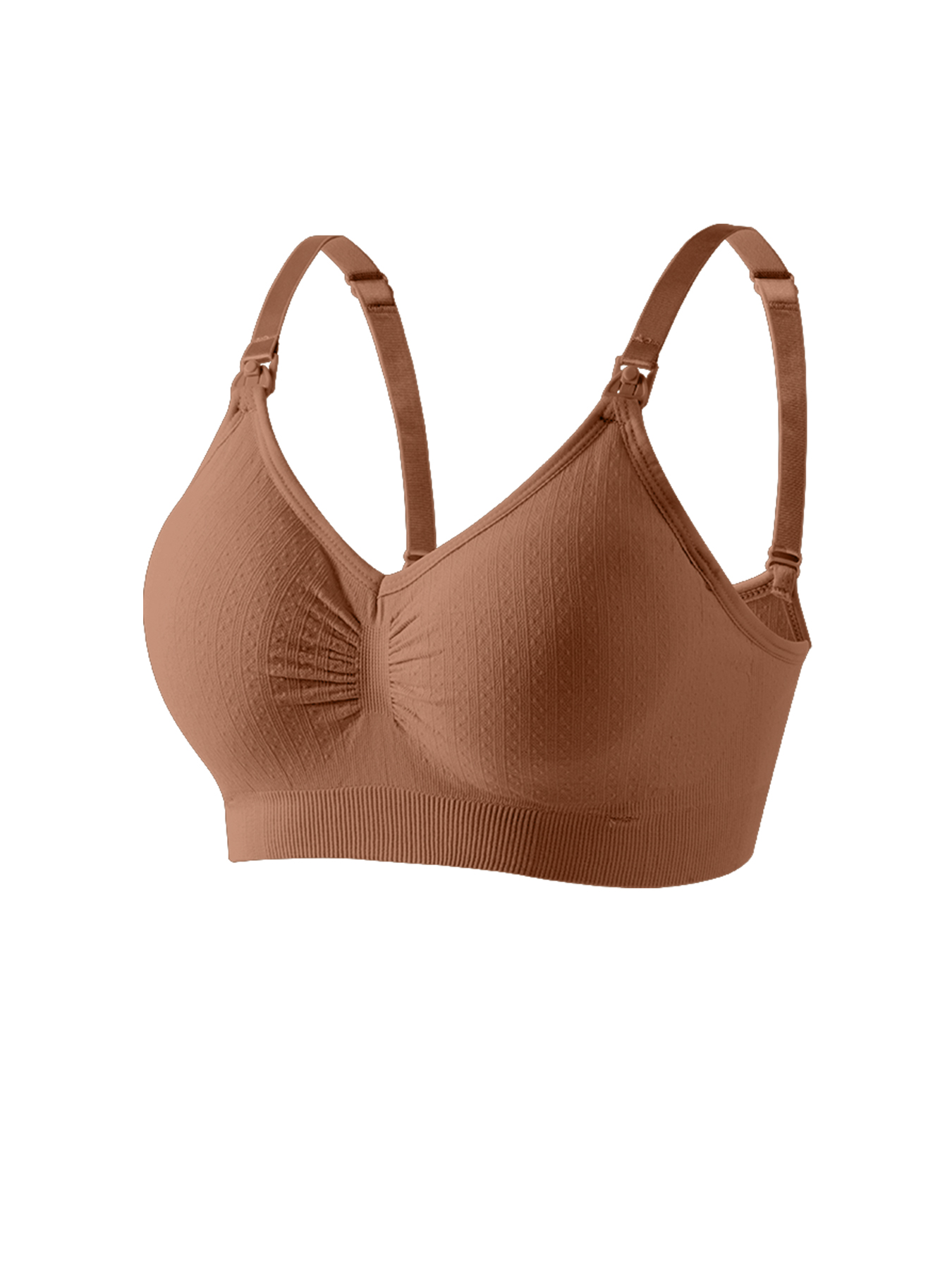 Seamless Nursing Bra, Breathable Maternity Bra with Single Handed Front Buckle, Push Up Women's Breastfeeding Underwear,