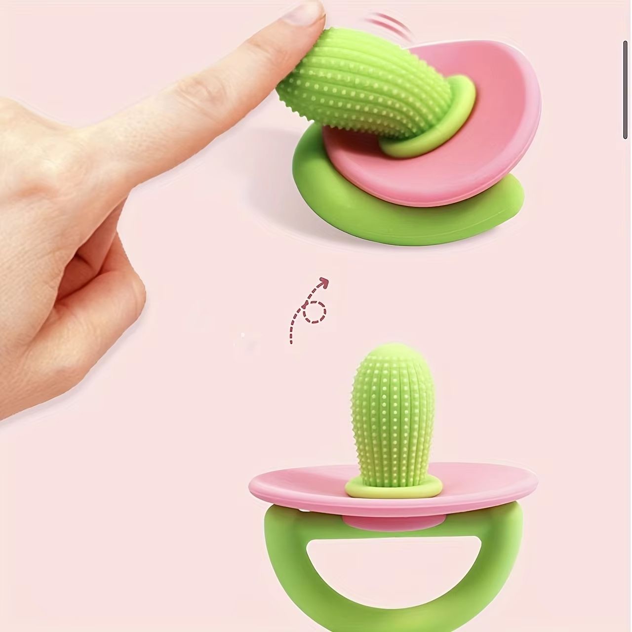 Soft Silicone Pacifier-Style Baby Teether Ring with Massage Dot