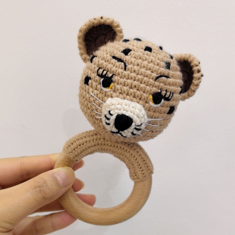 Long Ear Bunny Baby Rattler Safety Wooden Teether Mobile Crib Bell Teething Toy