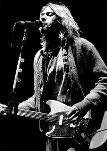 Kurt Cobain Black & White Poster Retro Rock Music Wall Art Canvas Print