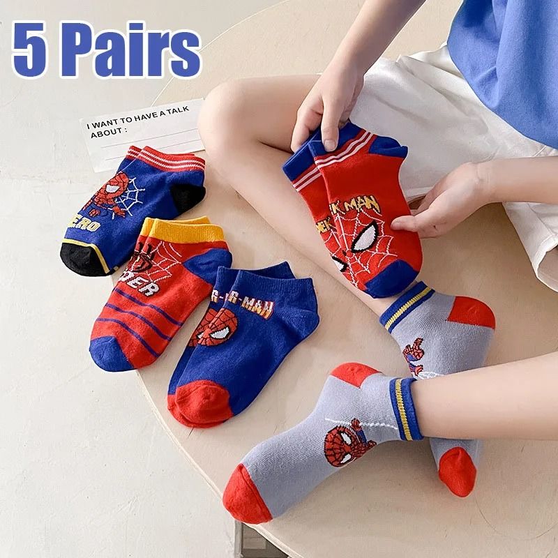 Kids Cartoon Character Socks Soft Breathable 5 Pack
