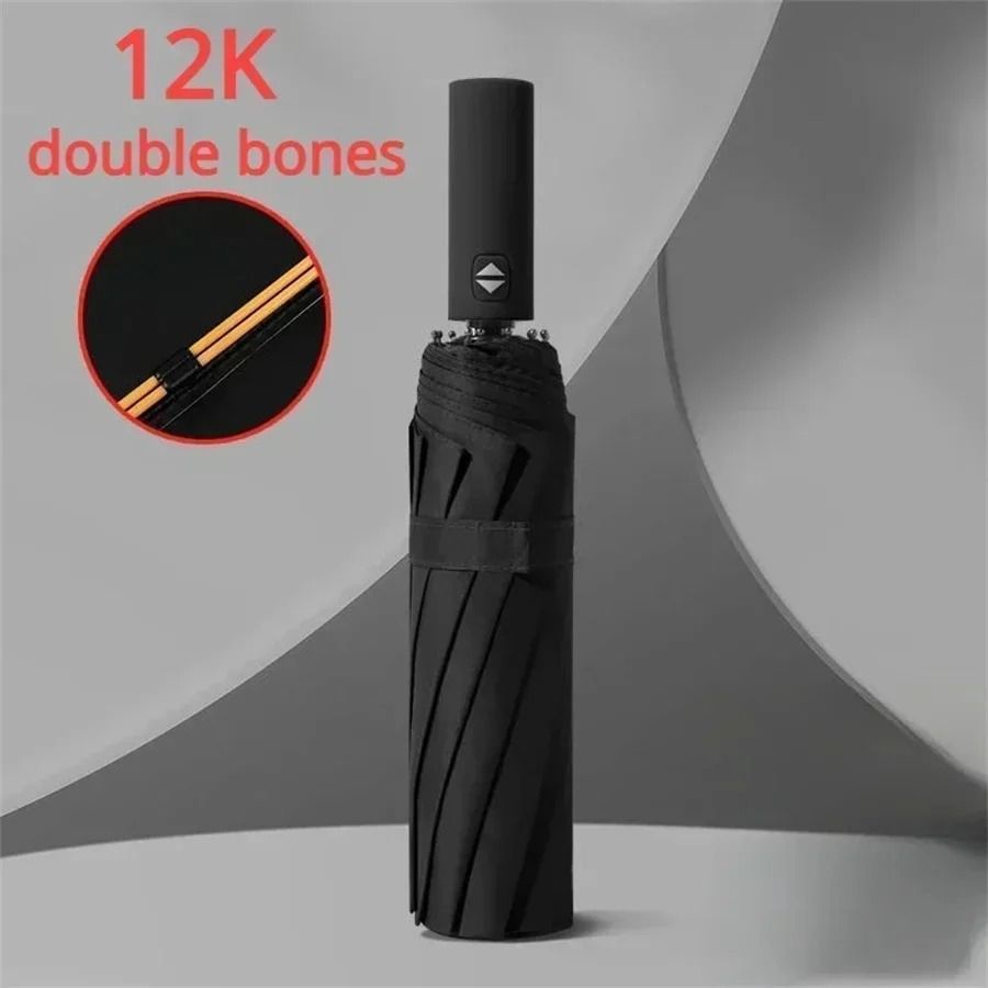 12 Bone Automatic Folding Umbrella UV Resistant Three Fold Durable Keel