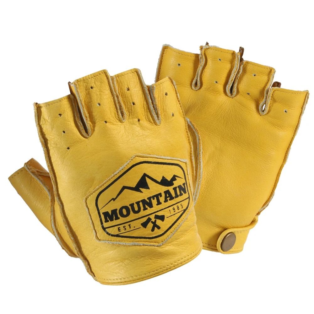 Retro Cowhide Leather Half-Finger Motorcycle Gloves