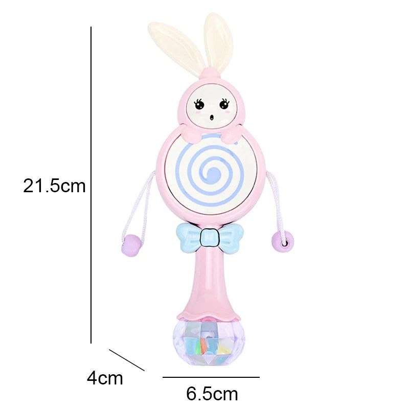 2025 Flashing Musical Rabbit Hand Bell – Early Educational Teether Rattle Toy (0-12M)