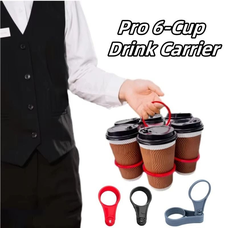 Foldable 6-Pack Drink Carrier – Portable Reusable Coffee Cup Holder with Handle – High-Yield Bar & Party Rack