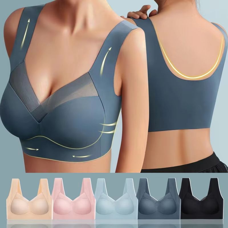 Breathable Mesh Sports Bra Wireless Push Up Sports Bra Padded Gym Workout Bra for Women