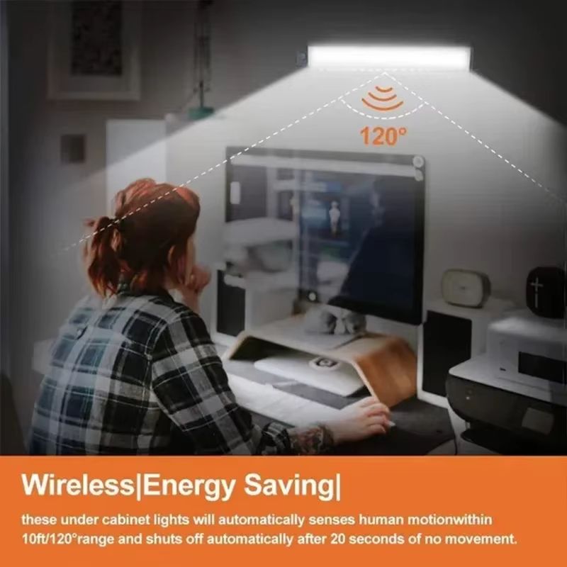 GlowSense PIR Motion-Sensor LED Night Lamp – USB Rechargeable Ambient Light for Bedroom, Stairs & Closet