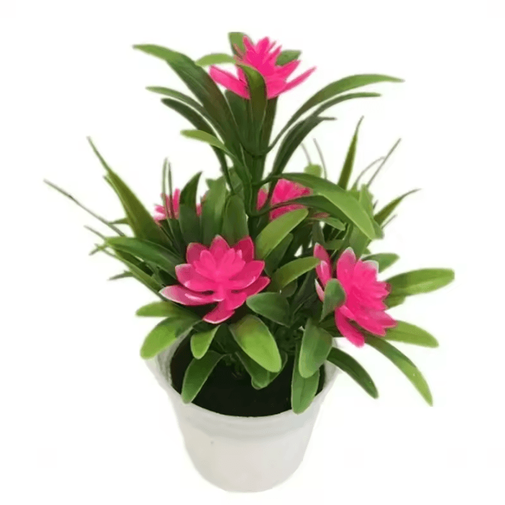 Colorful Artificial Flower Bonsai – Mini Potted Faux Plants for Home & Table Decor