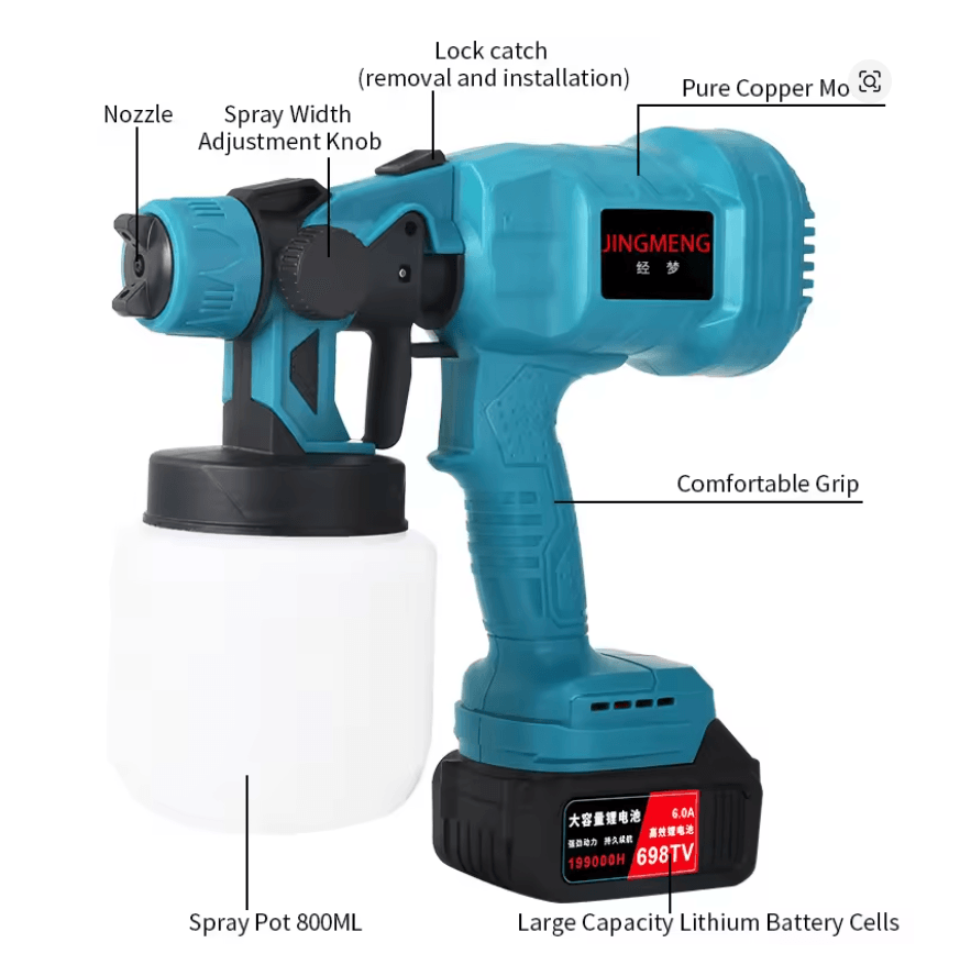 Cordless Electric Spray Gun 800ml for Home and Auto Projects