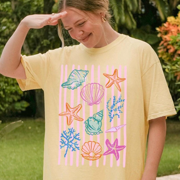 Beach Shell Shirt Coastal Summer Graphic Tee Ocean Lover Vacation Outfit