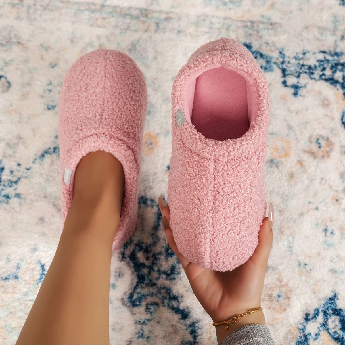 Plush Teddy Fleece Memory Foam Slippers for Women Cozy Lightweight House Shoes