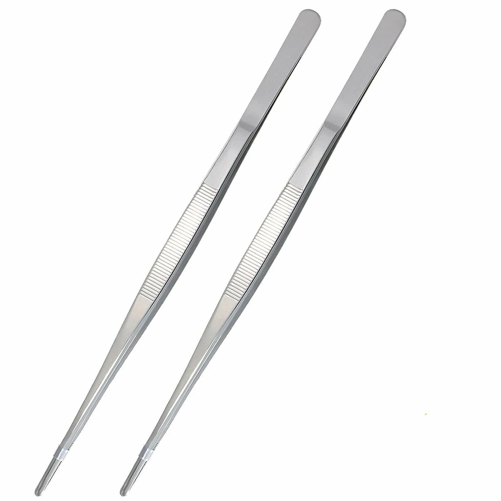 Precision Stainless Steel Cooking Tweezers with Serrated Tip for Kitchen Plating & Grill Handling