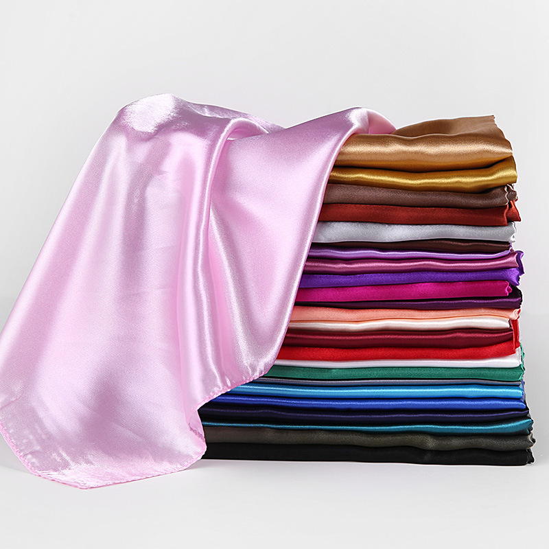 Square Satin Hijab Scarf for Women, Plain Handkerchief Shawls Wraps Head Scarf Islamic Bandanna
