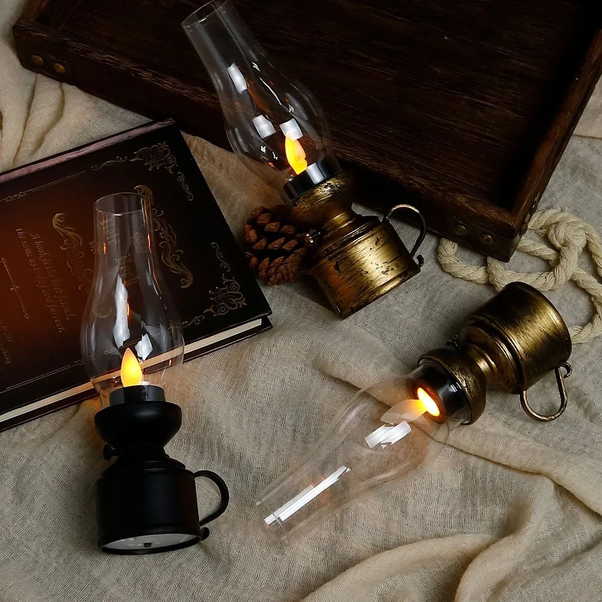 Vintage Retro Design LED Hanging Oil Lamp