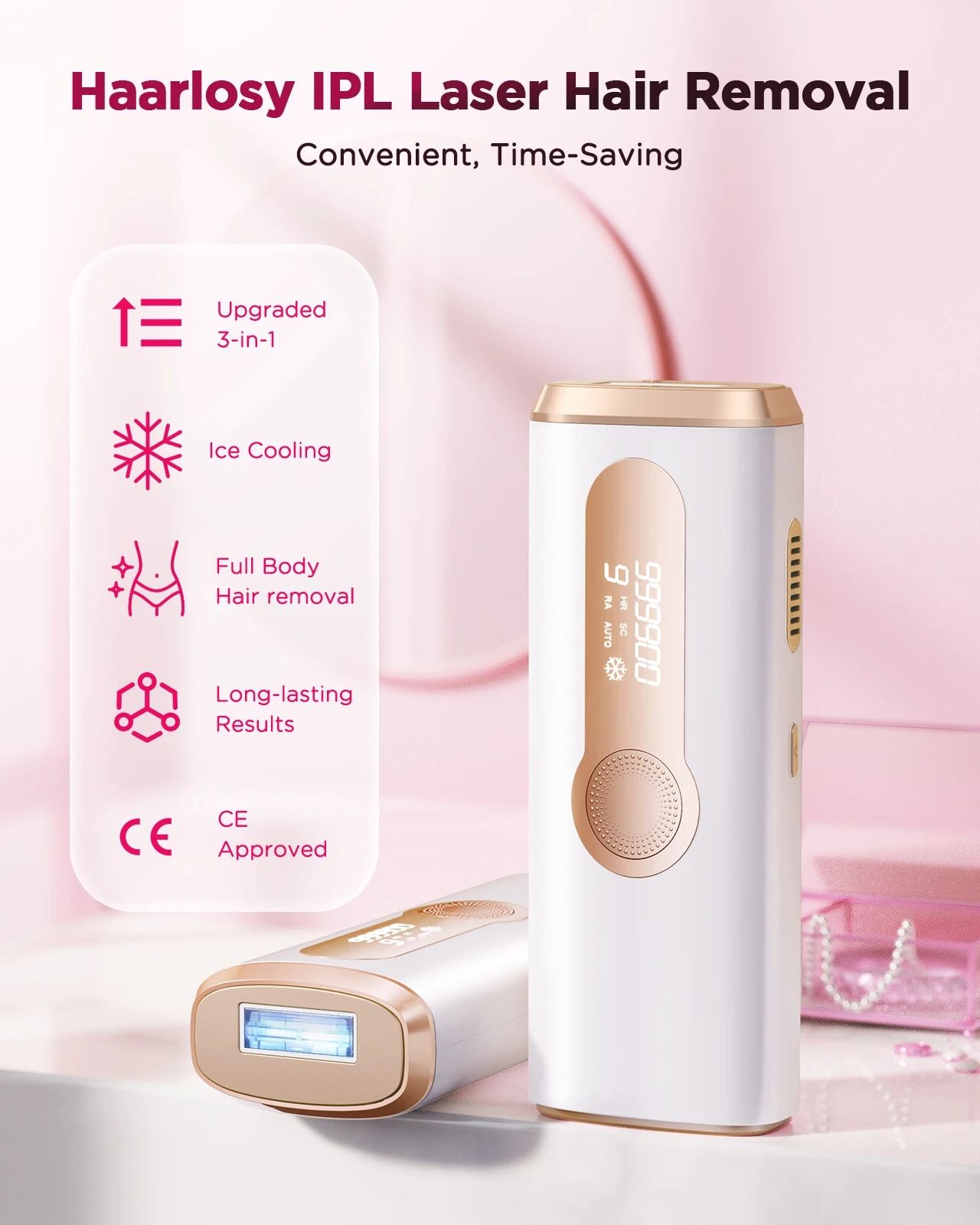 IPL Hair Removal Device With 990000 Flashes For Painless Permanent Hair Reduction