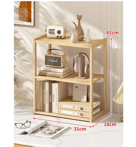 NaturalStack Wooden 3-Tier Desktop Storage Rack for Office & School