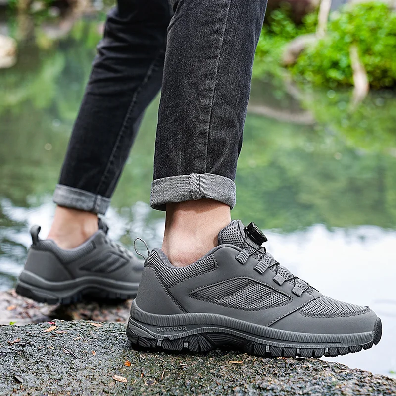 Mens Outdoor Hiking Shoes, Breathable, Non-Slip, and Durable Walking & Climbing Sport Shoes, Adventure Foot