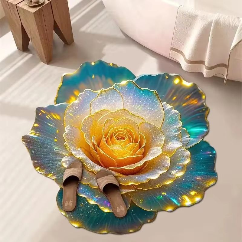 Soft Floral Area Rug – Absorbent Vintage Carpet for Bedroom, Living Room & Bathroom