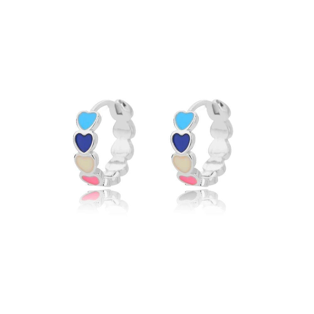 Rosy Heart Charm Hoop Earrings