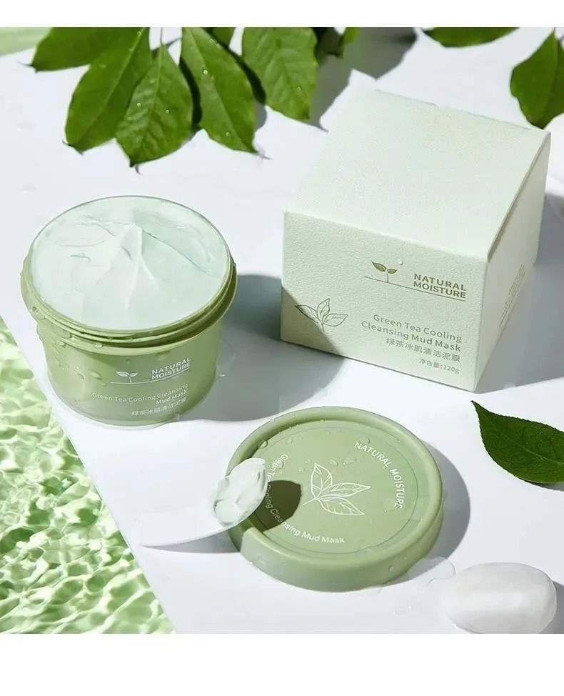 Green Tea Ice Mud Mask Cleansing Moisturizing Oil Control Blackhead Removal Facial Mask 120g