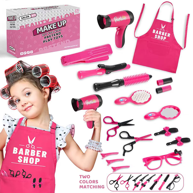 Kids Hairdresser Toy Set Pretend Play Beauty Salon Kit With Hair Dryer Scissors And Barber Accessories