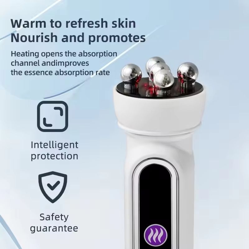 3-in-1 RF Heating EMS Facial Roller – 360° Skin Tightening & Rejuvenation Microcurrent Beauty Device