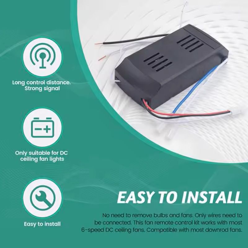 Universal Ceiling Fan Remote Control Kit with 6 Speeds and Timer