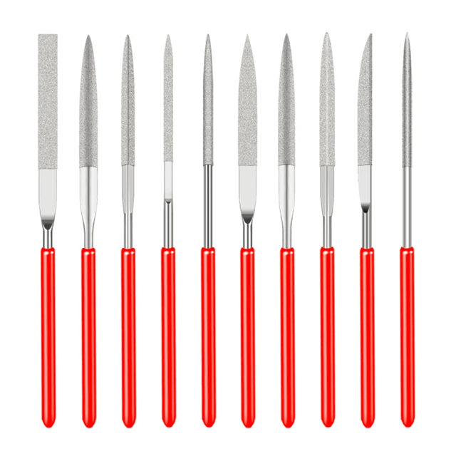 Diamond Needle File Set for Metal Carving and Craft Detailing 10 Piece Mini Hand Tool Kit