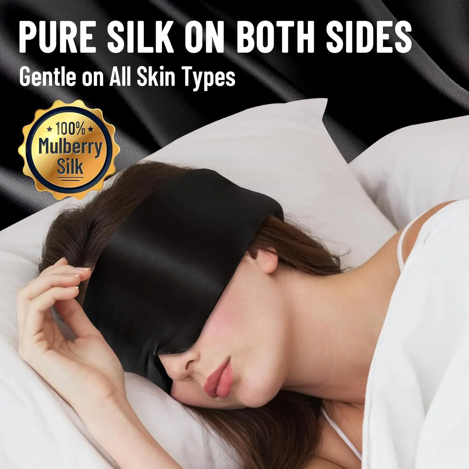 Silk Sleep Mask Large Comfortable Eye Cover for Sleeping Pressure Free & Complete Blackout for Women & Men