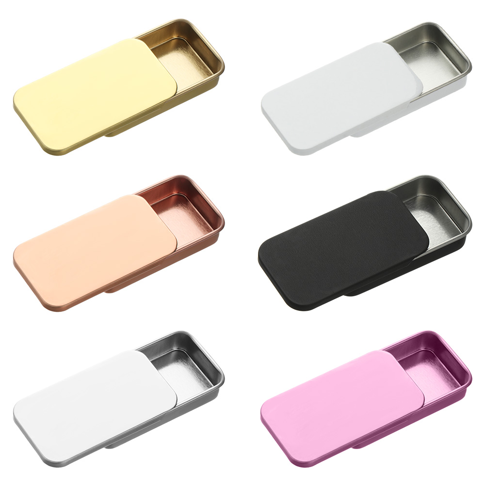 Premium Mini Rectangular Hinged Tin Box Small Metal Storage Container