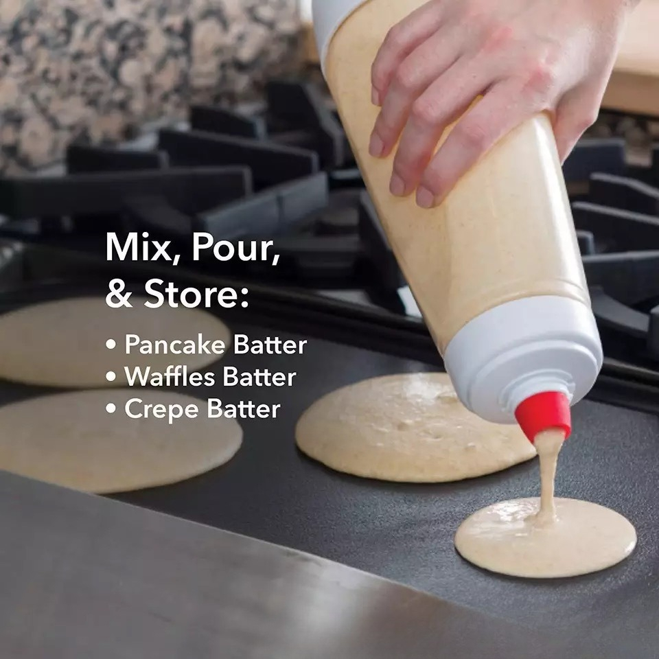 Easy-Squeeze Kitchen Storage Bottle, Cream Dispenser & Batter Mixing Bottle