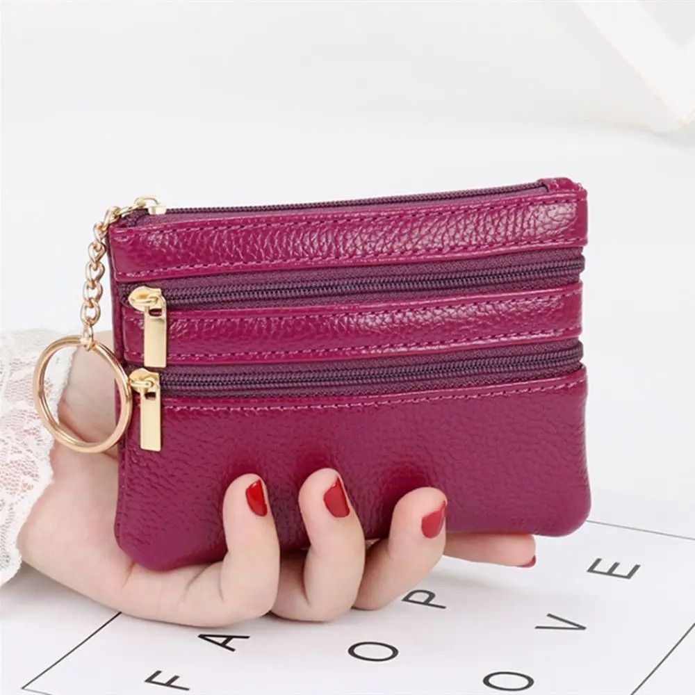 Double Zipper Heart Detail Mini Coin Purse