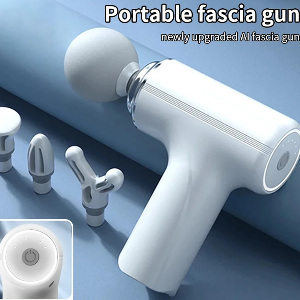 Electric Massage Gun with 4 Interchangeable Heads, LED Light, Portable Full Body Relaxation