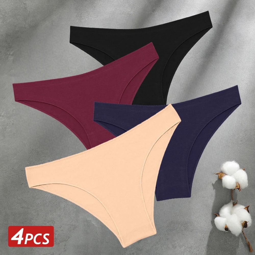 Women Seamless Cotton Panties Set Breathable Low Waist Briefs