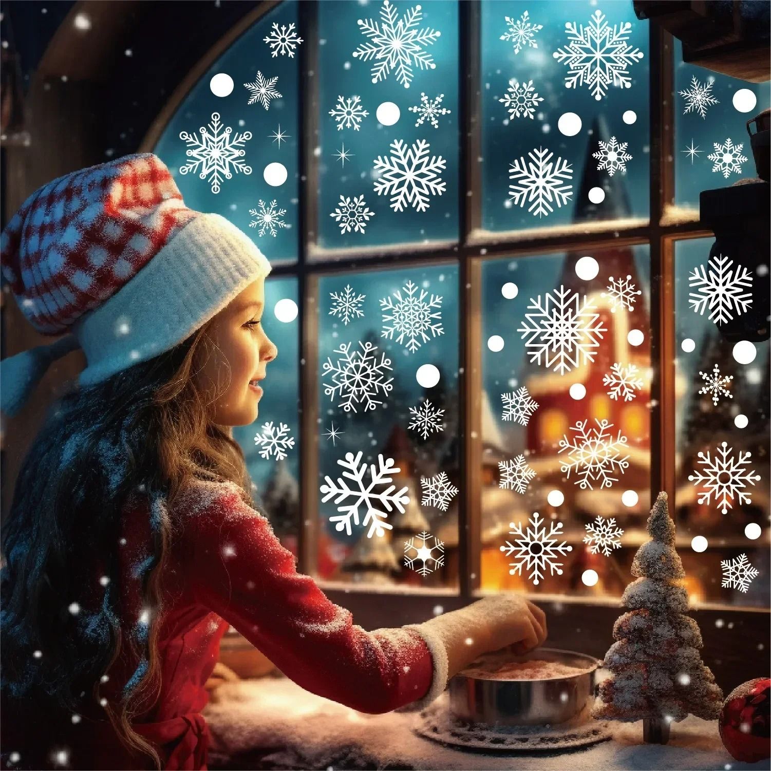 2026 Winter Wonderland Snowflake Window Decals | White Christmas Wall Sticker Set