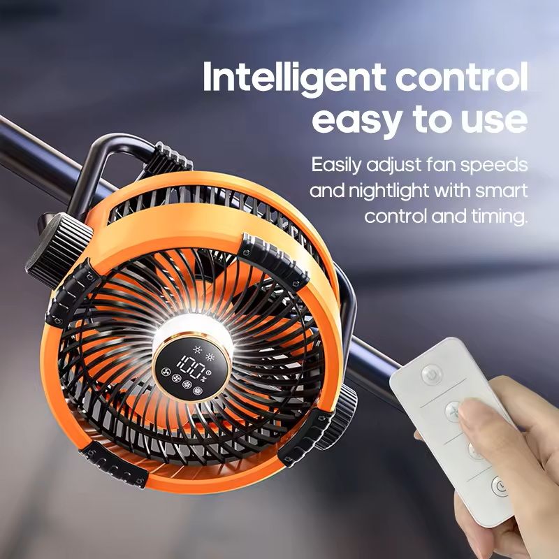 6 in 1 Camping Fan Rechargeable Ceiling Fan with LED Light and Power Bank