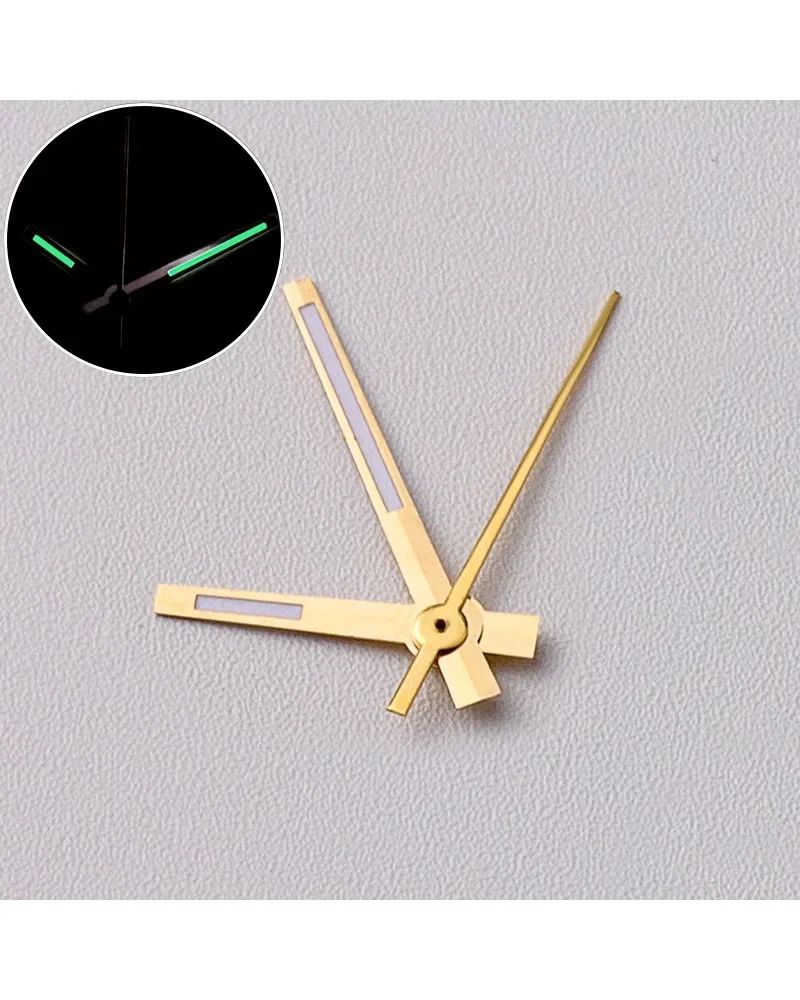 Modified Green Luminous Watch Hands, Fits Movements, Silver, Gold, Rose Gold Options