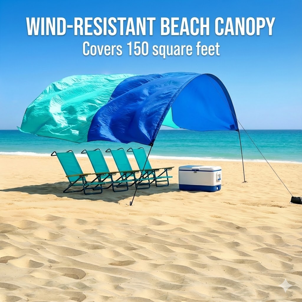 Wind Resistant Beach Shade Tent Sun Shelter Lightweight Canopy