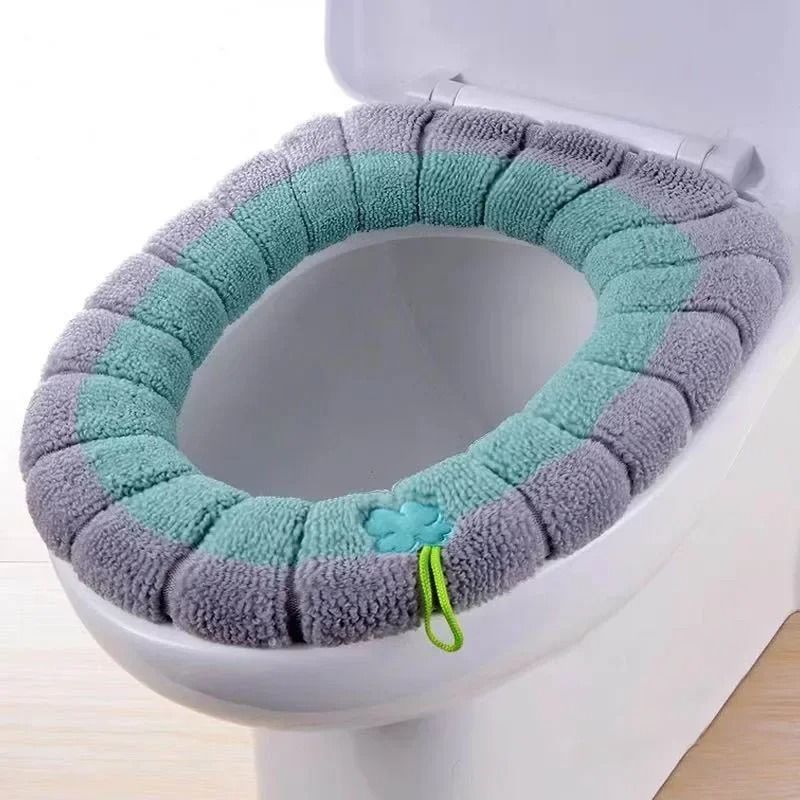 Soft Washable Winter Toilet Seat Cover with Handle | Bathroom Warmer
