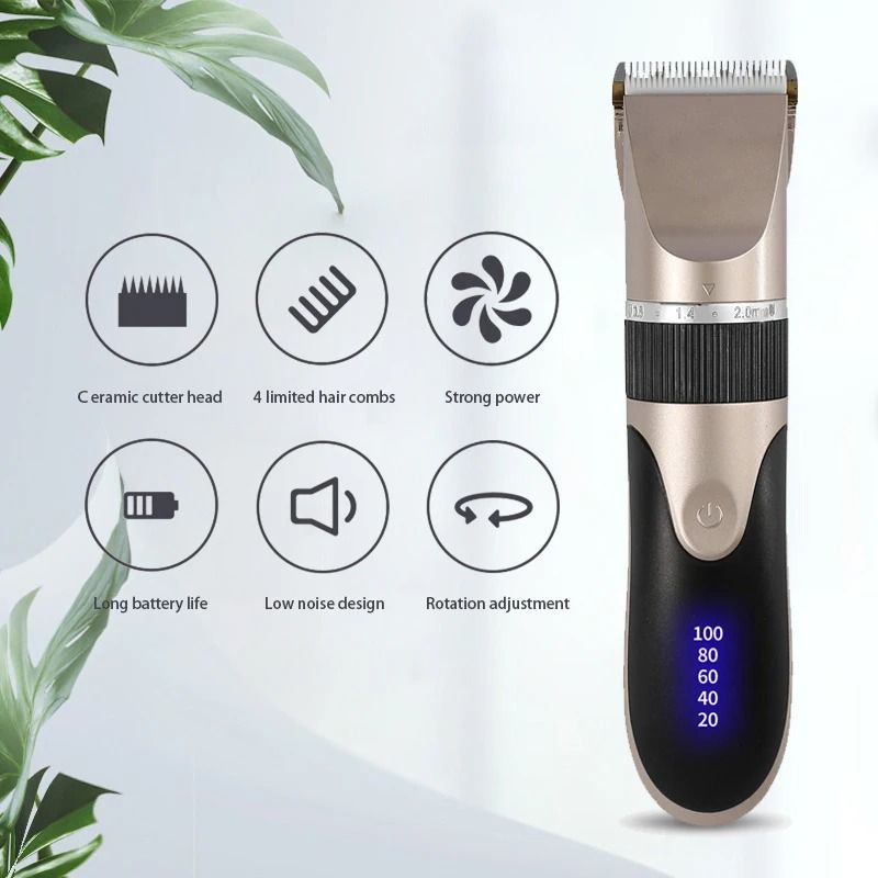 Professional Rechargeable Hair Clipper for Men with Ceramic Blade and Low Noise Design