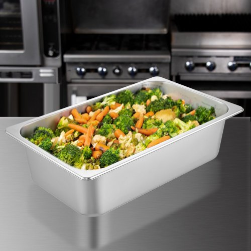 Steam Table Pans, Full Size Deep Food Container Stainless Steel Oven Tray, Anti-Jam Commercial Hotel Pans