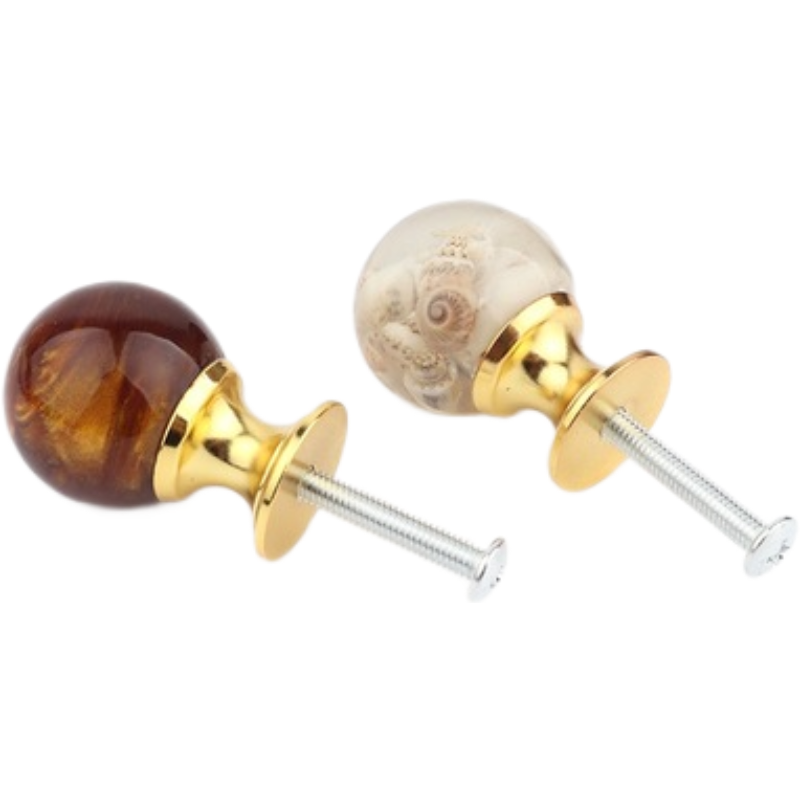 Amber Shell Tiger Eye Cabinet Handles Gold Drawer Knobs Luxury Furniture Pulls