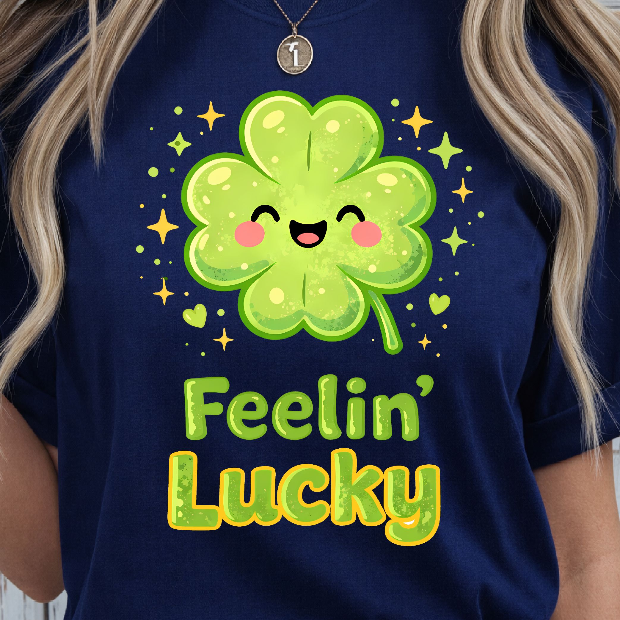 Feeelin' Lucky White Shirt, St. Patrick's Day T-Shirt, Lucky Vibes Tee