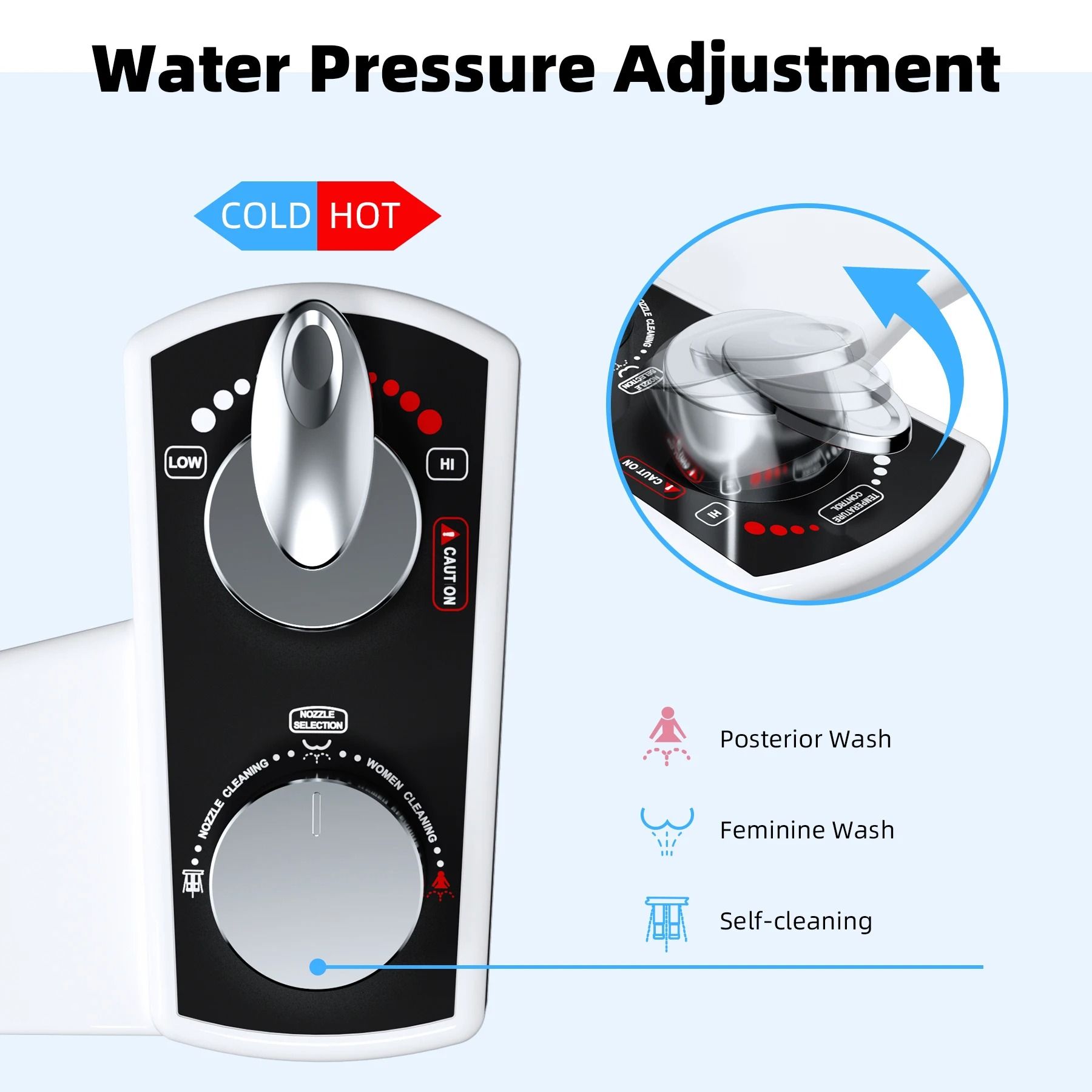 Adjustable Hot and Cold Dual Nozzle Bidet Attachment