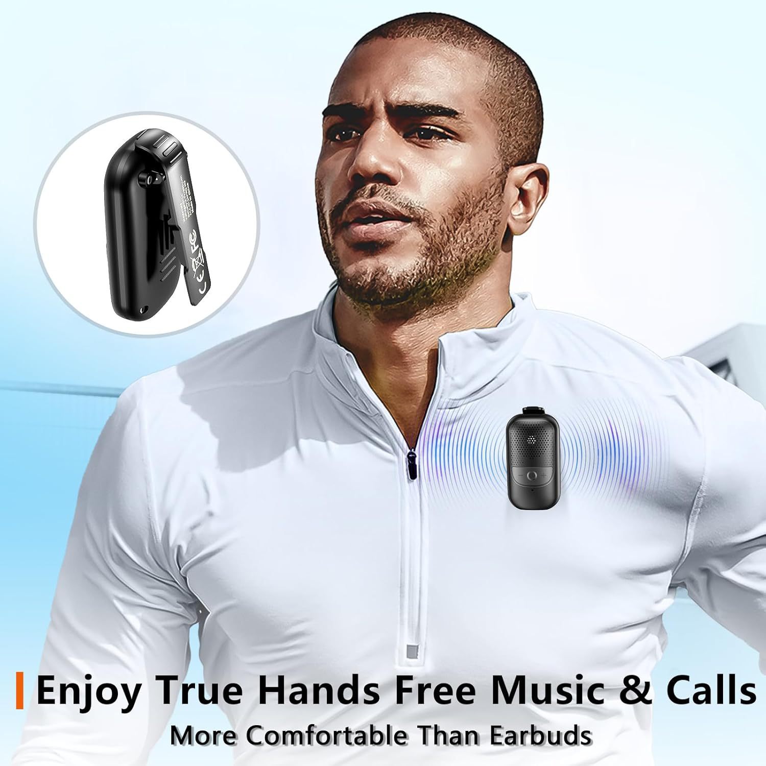 Mini Wearable Bluetooth Speaker with Mic, Clip-On Wireless Portable Speaker for Outdoor, Work, Sports, Hands-Free Call